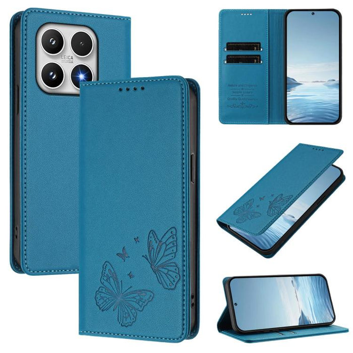 Funda para teléfono de cuero vegano con fuerte imán doble en forma de mariposa y protección RFID, For Xiaomi Poco X8 Pro 5G / Redmi Turbo 5 5G, For Xiaomi 17 Ultra, For Xiaomi Poco F8 Ultra 5G / Redmi K90 Pro Max, For Xiaomi Poco F8 Pro 5G / Redmi K90 ...