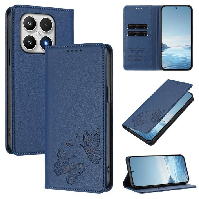 Funda para teléfono de cuero vegano con fuerte imán doble en forma de mariposa y protección RFID, For Xiaomi Poco X8 Pro 5G / Redmi Turbo 5 5G, For Xiaomi 17 Ultra, For Xiaomi Poco F8 Ultra 5G / Redmi K90 Pro Max, For Xiaomi Poco F8 Pro 5G / Redmi K90 ...