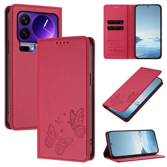 Funda para teléfono de cuero vegano con fuerte imán doble en forma de mariposa y protección RFID, For Xiaomi Poco X8 Pro 5G / Redmi Turbo 5 5G, For Xiaomi 17 Ultra, For Xiaomi Poco F8 Ultra 5G / Redmi K90 Pro Max, For Xiaomi Poco F8 Pro 5G / Redmi K90 ...