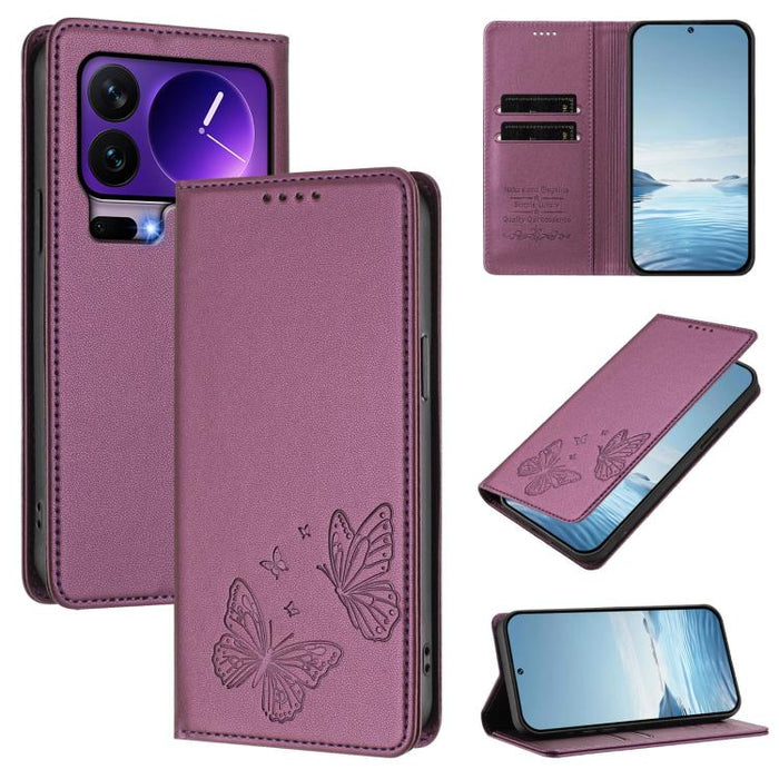 Funda para teléfono de cuero vegano con fuerte imán doble en forma de mariposa y protección RFID, For Xiaomi Poco X8 Pro 5G / Redmi Turbo 5 5G, For Xiaomi 17 Ultra, For Xiaomi Poco F8 Ultra 5G / Redmi K90 Pro Max, For Xiaomi Poco F8 Pro 5G / Redmi K90 ...