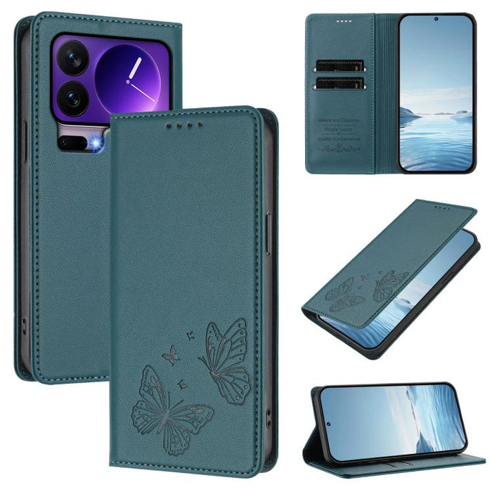 Funda para teléfono de cuero vegano con fuerte imán doble en forma de mariposa y protección RFID, For Xiaomi Poco X8 Pro 5G / Redmi Turbo 5 5G, For Xiaomi 17 Ultra, For Xiaomi Poco F8 Ultra 5G / Redmi K90 Pro Max, For Xiaomi Poco F8 Pro 5G / Redmi K90 ...