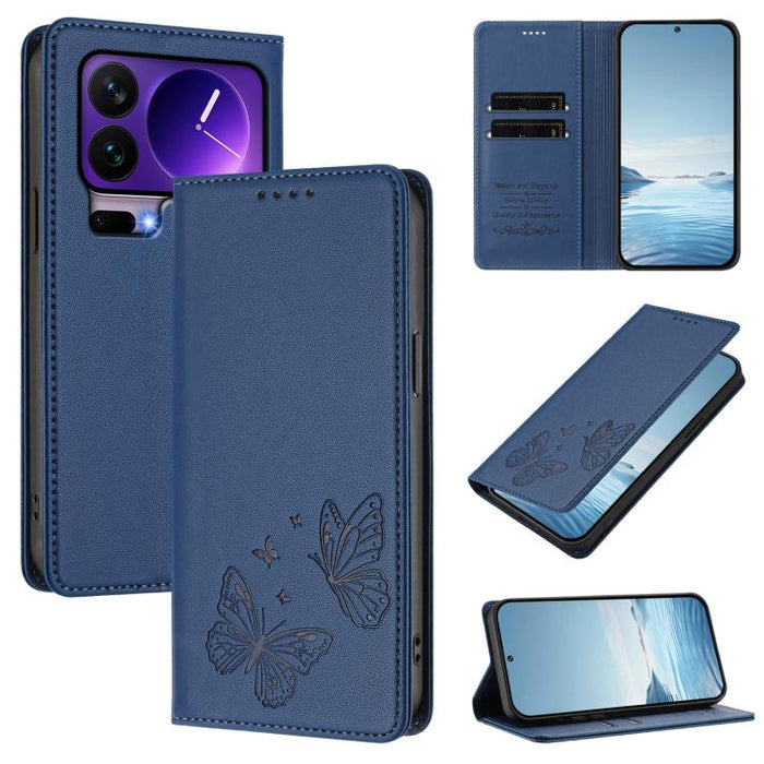 Funda para teléfono de cuero vegano con fuerte imán doble en forma de mariposa y protección RFID, For Xiaomi Poco X8 Pro 5G / Redmi Turbo 5 5G, For Xiaomi 17 Ultra, For Xiaomi Poco F8 Ultra 5G / Redmi K90 Pro Max, For Xiaomi Poco F8 Pro 5G / Redmi K90 ...