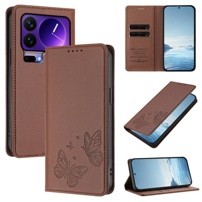 Funda para teléfono de cuero vegano con fuerte imán doble en forma de mariposa y protección RFID, For Xiaomi Poco X8 Pro 5G / Redmi Turbo 5 5G, For Xiaomi 17 Ultra, For Xiaomi Poco F8 Ultra 5G / Redmi K90 Pro Max, For Xiaomi Poco F8 Pro 5G / Redmi K90 ...