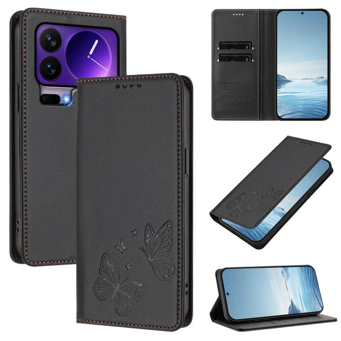 Funda para teléfono de cuero vegano con fuerte imán doble en forma de mariposa y protección RFID, For Xiaomi Poco X8 Pro 5G / Redmi Turbo 5 5G, For Xiaomi 17 Ultra, For Xiaomi Poco F8 Ultra 5G / Redmi K90 Pro Max, For Xiaomi Poco F8 Pro 5G / Redmi K90 ...