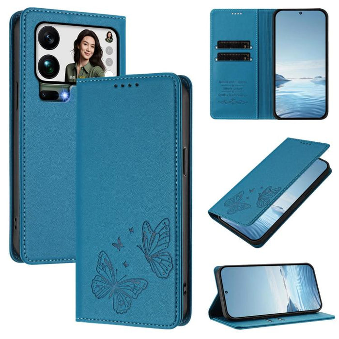 Funda para teléfono de cuero vegano con fuerte imán doble en forma de mariposa y protección RFID, For Xiaomi Poco X8 Pro 5G / Redmi Turbo 5 5G, For Xiaomi 17 Ultra, For Xiaomi Poco F8 Ultra 5G / Redmi K90 Pro Max, For Xiaomi Poco F8 Pro 5G / Redmi K90 ...