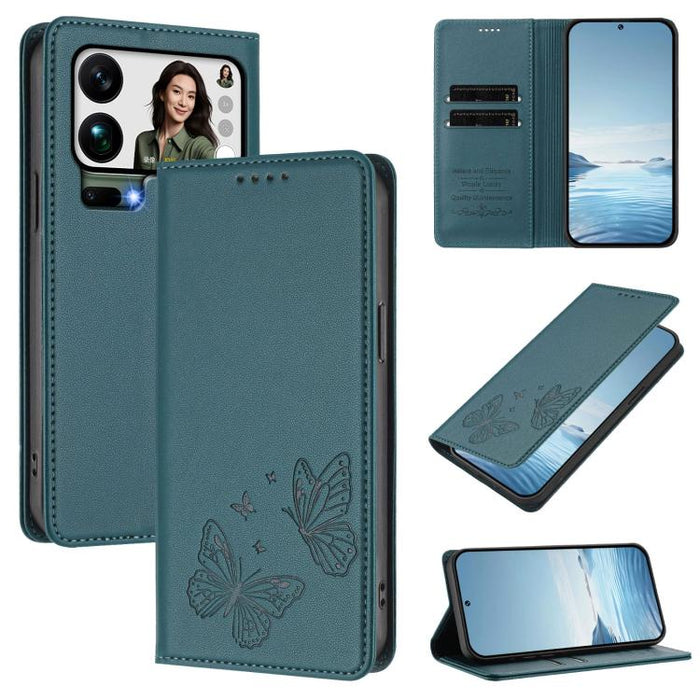 Funda para teléfono de cuero vegano con fuerte imán doble en forma de mariposa y protección RFID, For Xiaomi Poco X8 Pro 5G / Redmi Turbo 5 5G, For Xiaomi 17 Ultra, For Xiaomi Poco F8 Ultra 5G / Redmi K90 Pro Max, For Xiaomi Poco F8 Pro 5G / Redmi K90 ...