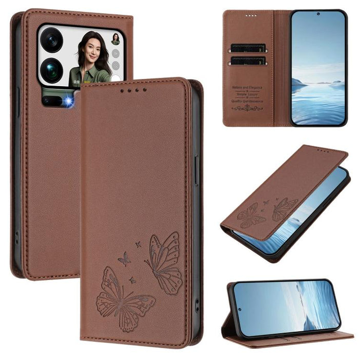 Funda para teléfono de cuero vegano con fuerte imán doble en forma de mariposa y protección RFID, For Xiaomi Poco X8 Pro 5G / Redmi Turbo 5 5G, For Xiaomi 17 Ultra, For Xiaomi Poco F8 Ultra 5G / Redmi K90 Pro Max, For Xiaomi Poco F8 Pro 5G / Redmi K90 ...