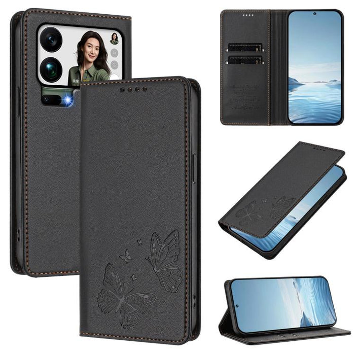 Funda para teléfono de cuero vegano con fuerte imán doble en forma de mariposa y protección RFID, For Xiaomi Poco X8 Pro 5G / Redmi Turbo 5 5G, For Xiaomi 17 Ultra, For Xiaomi Poco F8 Ultra 5G / Redmi K90 Pro Max, For Xiaomi Poco F8 Pro 5G / Redmi K90 ...