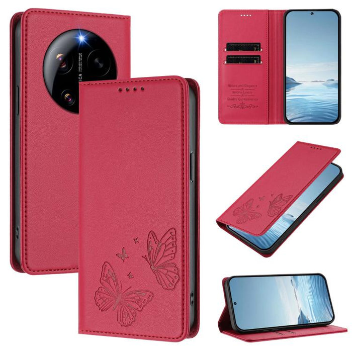 Funda para teléfono de cuero vegano con fuerte imán doble en forma de mariposa y protección RFID, For Xiaomi Poco X8 Pro 5G / Redmi Turbo 5 5G, For Xiaomi 17 Ultra, For Xiaomi Poco F8 Ultra 5G / Redmi K90 Pro Max, For Xiaomi Poco F8 Pro 5G / Redmi K90 ...