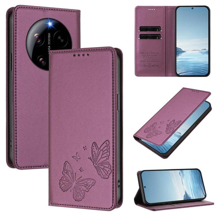 Funda para teléfono de cuero vegano con fuerte imán doble en forma de mariposa y protección RFID, For Xiaomi Poco X8 Pro 5G / Redmi Turbo 5 5G, For Xiaomi 17 Ultra, For Xiaomi Poco F8 Ultra 5G / Redmi K90 Pro Max, For Xiaomi Poco F8 Pro 5G / Redmi K90 ...