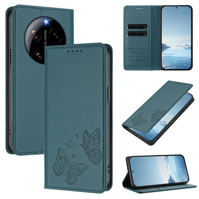 Funda para teléfono de cuero vegano con fuerte imán doble en forma de mariposa y protección RFID, For Xiaomi Poco X8 Pro 5G / Redmi Turbo 5 5G, For Xiaomi 17 Ultra, For Xiaomi Poco F8 Ultra 5G / Redmi K90 Pro Max, For Xiaomi Poco F8 Pro 5G / Redmi K90 ...