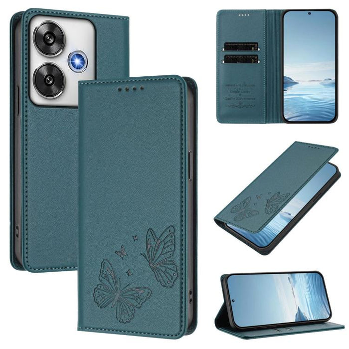 Funda para teléfono de cuero vegano con fuerte imán doble en forma de mariposa y protección RFID, For Xiaomi Poco X7 Pro 5G, For Xiaomi Poco M7 Pro 5G / Redmi Note 14 5G, For Xiaomi 15 Pro, For Xiaomi 15, For Xiaomi 14T Pro, For Xiaomi 14T             ...