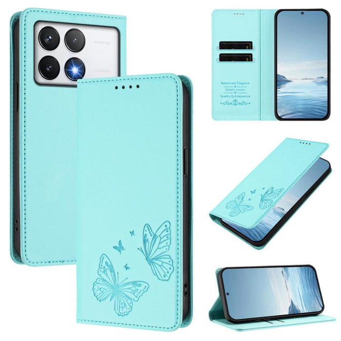 Funda para teléfono de cuero vegano con fuerte imán doble en forma de mariposa y protección RFID, For Xiaomi Poco X7 Pro 5G, For Xiaomi Poco M7 Pro 5G / Redmi Note 14 5G, For Xiaomi 15 Pro, For Xiaomi 15, For Xiaomi 14T Pro, For Xiaomi 14T             ...