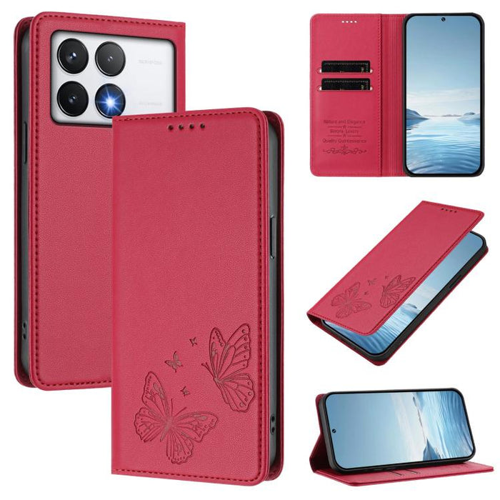 Funda para teléfono de cuero vegano con fuerte imán doble en forma de mariposa y protección RFID, For Xiaomi Poco X6 Pro, For Xiaomi 14 Ultra, For Xiaomi 14 Pro, For Xiaomi 14, For Xiaomi 13T / 13T Pro / Redmi K60 Ultra, For Xiaomi 13 Ultra            ...