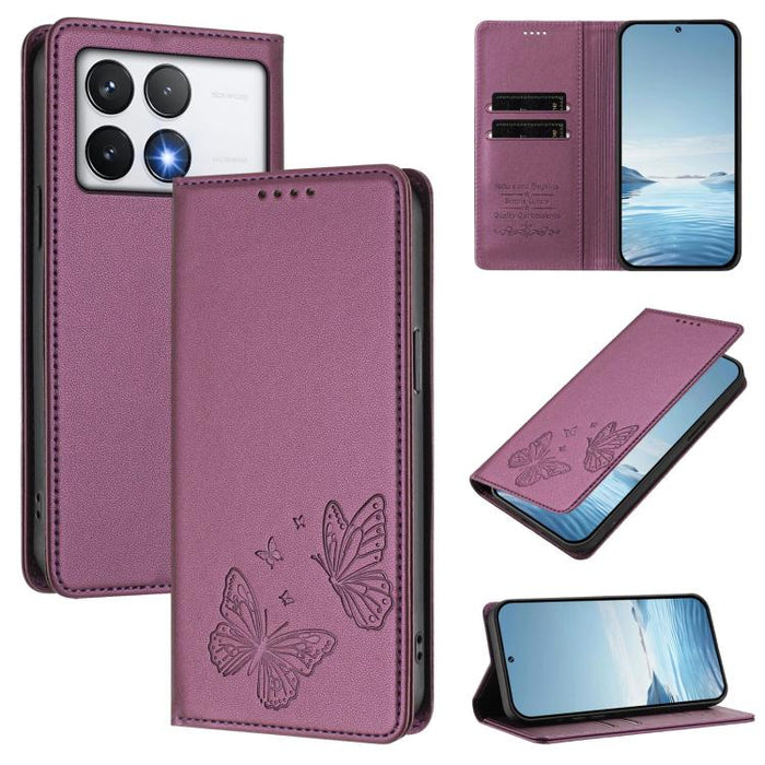 Funda para teléfono de cuero vegano con fuerte imán doble en forma de mariposa y protección RFID, For Xiaomi Poco X6 Pro, For Xiaomi 14 Ultra, For Xiaomi 14 Pro, For Xiaomi 14, For Xiaomi 13T / 13T Pro / Redmi K60 Ultra, For Xiaomi 13 Ultra            ...