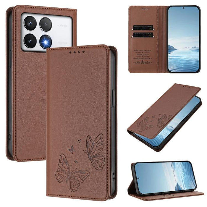 Funda para teléfono de cuero vegano con fuerte imán doble en forma de mariposa y protección RFID, For Xiaomi Poco X6 Pro, For Xiaomi 14 Ultra, For Xiaomi 14 Pro, For Xiaomi 14, For Xiaomi 13T / 13T Pro / Redmi K60 Ultra, For Xiaomi 13 Ultra            ...
