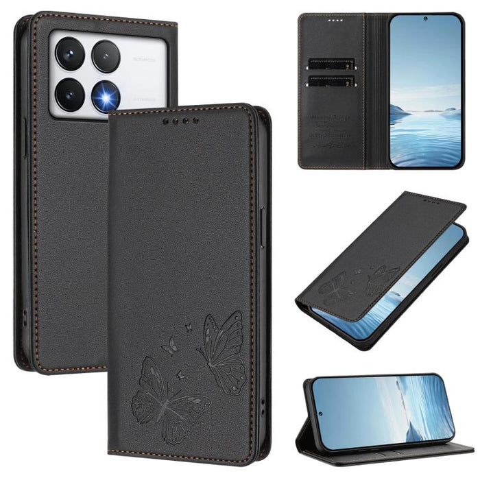 Funda para teléfono de cuero vegano con fuerte imán doble en forma de mariposa y protección RFID, For Xiaomi Poco X6 Pro, For Xiaomi 14 Ultra, For Xiaomi 14 Pro, For Xiaomi 14, For Xiaomi 13T / 13T Pro / Redmi K60 Ultra, For Xiaomi 13 Ultra            ...