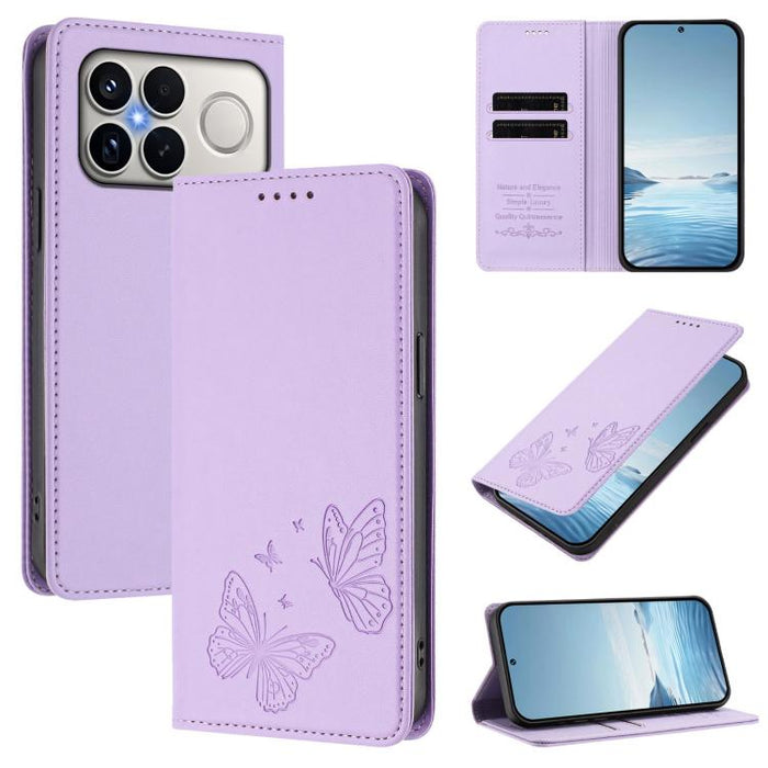 Funda para teléfono de cuero vegano con fuerte imán doble en forma de mariposa y protección RFID, For Xiaomi Poco X8 Pro 5G / Redmi Turbo 5 5G, For Xiaomi 17 Ultra, For Xiaomi Poco F8 Ultra 5G / Redmi K90 Pro Max, For Xiaomi Poco F8 Pro 5G / Redmi K90 ...
