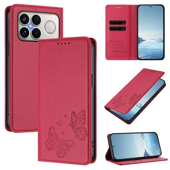 Funda para teléfono de cuero vegano con fuerte imán doble en forma de mariposa y protección RFID, For Xiaomi Poco X8 Pro 5G / Redmi Turbo 5 5G, For Xiaomi 17 Ultra, For Xiaomi Poco F8 Ultra 5G / Redmi K90 Pro Max, For Xiaomi Poco F8 Pro 5G / Redmi K90 ...