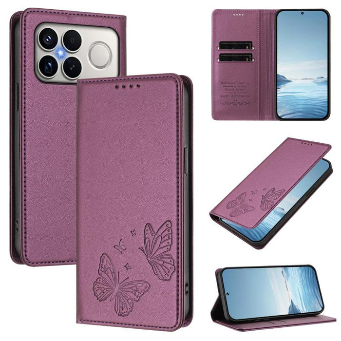 Funda para teléfono de cuero vegano con fuerte imán doble en forma de mariposa y protección RFID, For Xiaomi Poco X8 Pro 5G / Redmi Turbo 5 5G, For Xiaomi 17 Ultra, For Xiaomi Poco F8 Ultra 5G / Redmi K90 Pro Max, For Xiaomi Poco F8 Pro 5G / Redmi K90 ...