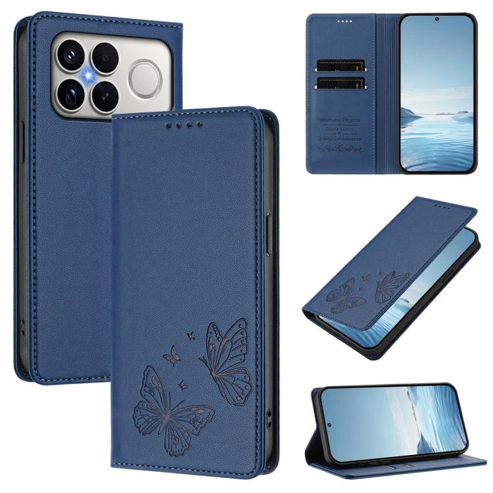 Funda para teléfono de cuero vegano con fuerte imán doble en forma de mariposa y protección RFID, For Xiaomi Poco X8 Pro 5G / Redmi Turbo 5 5G, For Xiaomi 17 Ultra, For Xiaomi Poco F8 Ultra 5G / Redmi K90 Pro Max, For Xiaomi Poco F8 Pro 5G / Redmi K90 ...