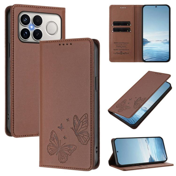 Funda para teléfono de cuero vegano con fuerte imán doble en forma de mariposa y protección RFID, For Xiaomi Poco X8 Pro 5G / Redmi Turbo 5 5G, For Xiaomi 17 Ultra, For Xiaomi Poco F8 Ultra 5G / Redmi K90 Pro Max, For Xiaomi Poco F8 Pro 5G / Redmi K90 ...