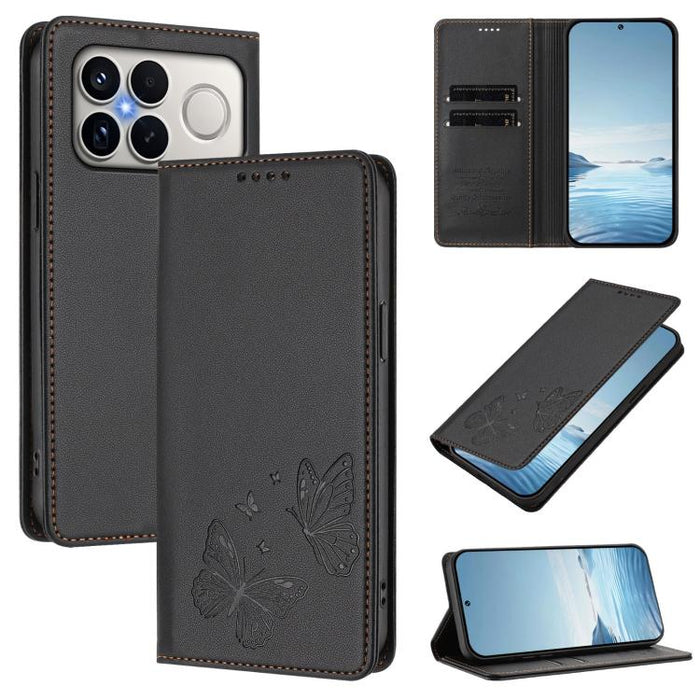 Funda para teléfono de cuero vegano con fuerte imán doble en forma de mariposa y protección RFID, For Xiaomi Poco X8 Pro 5G / Redmi Turbo 5 5G, For Xiaomi 17 Ultra, For Xiaomi Poco F8 Ultra 5G / Redmi K90 Pro Max, For Xiaomi Poco F8 Pro 5G / Redmi K90 ...