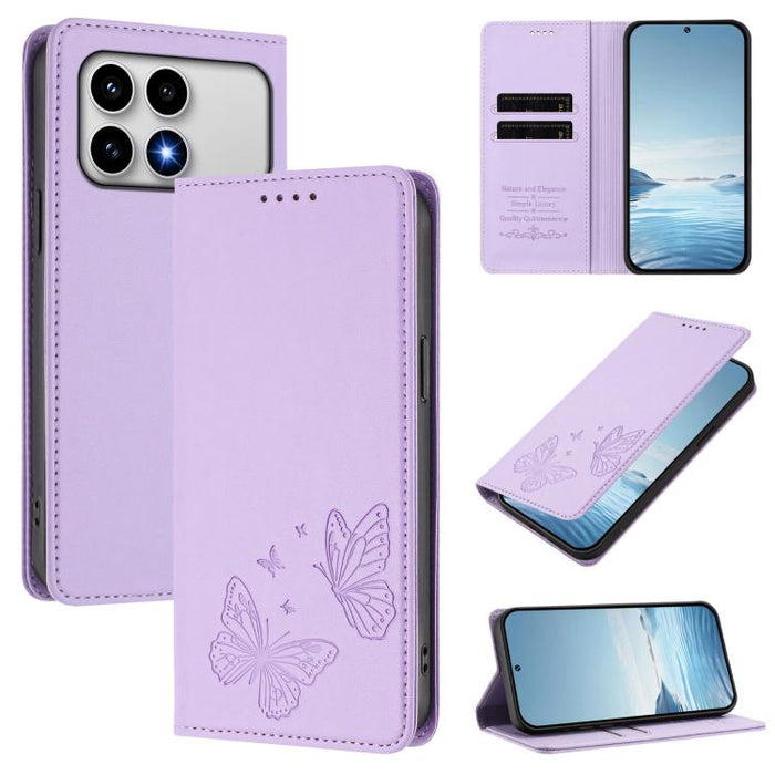 Funda para teléfono de cuero vegano con fuerte imán doble en forma de mariposa y protección RFID, For Xiaomi Poco X8 Pro 5G / Redmi Turbo 5 5G, For Xiaomi 17 Ultra, For Xiaomi Poco F8 Ultra 5G / Redmi K90 Pro Max, For Xiaomi Poco F8 Pro 5G / Redmi K90 ...