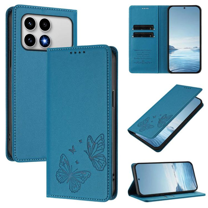 Funda para teléfono de cuero vegano con fuerte imán doble en forma de mariposa y protección RFID, For Xiaomi Poco X8 Pro 5G / Redmi Turbo 5 5G, For Xiaomi 17 Ultra, For Xiaomi Poco F8 Ultra 5G / Redmi K90 Pro Max, For Xiaomi Poco F8 Pro 5G / Redmi K90 ...