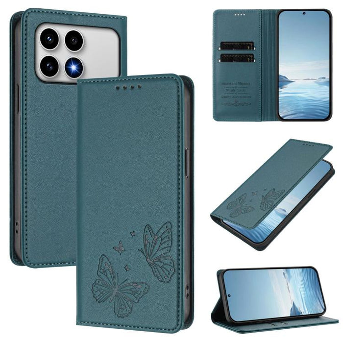 Funda para teléfono de cuero vegano con fuerte imán doble en forma de mariposa y protección RFID, For Xiaomi Poco X8 Pro 5G / Redmi Turbo 5 5G, For Xiaomi 17 Ultra, For Xiaomi Poco F8 Ultra 5G / Redmi K90 Pro Max, For Xiaomi Poco F8 Pro 5G / Redmi K90 ...