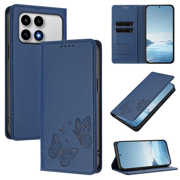 Funda para teléfono de cuero vegano con fuerte imán doble en forma de mariposa y protección RFID, For Xiaomi Poco X8 Pro 5G / Redmi Turbo 5 5G, For Xiaomi 17 Ultra, For Xiaomi Poco F8 Ultra 5G / Redmi K90 Pro Max, For Xiaomi Poco F8 Pro 5G / Redmi K90 ...
