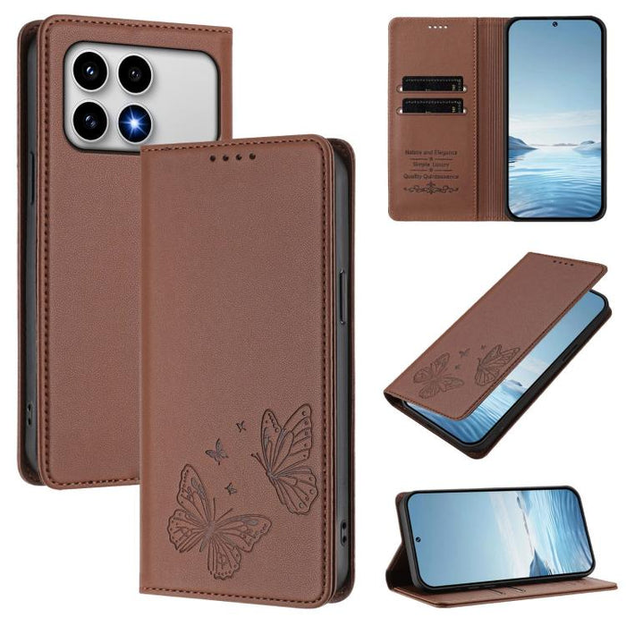Funda para teléfono de cuero vegano con fuerte imán doble en forma de mariposa y protección RFID, For Xiaomi Poco X8 Pro 5G / Redmi Turbo 5 5G, For Xiaomi 17 Ultra, For Xiaomi Poco F8 Ultra 5G / Redmi K90 Pro Max, For Xiaomi Poco F8 Pro 5G / Redmi K90 ...
