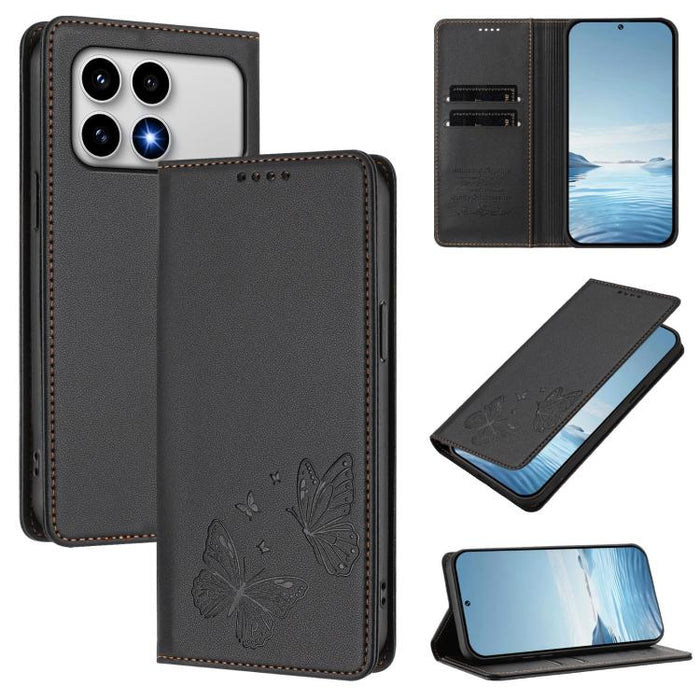 Funda para teléfono de cuero vegano con fuerte imán doble en forma de mariposa y protección RFID, For Xiaomi Poco X8 Pro 5G / Redmi Turbo 5 5G, For Xiaomi 17 Ultra, For Xiaomi Poco F8 Ultra 5G / Redmi K90 Pro Max, For Xiaomi Poco F8 Pro 5G / Redmi K90 ...