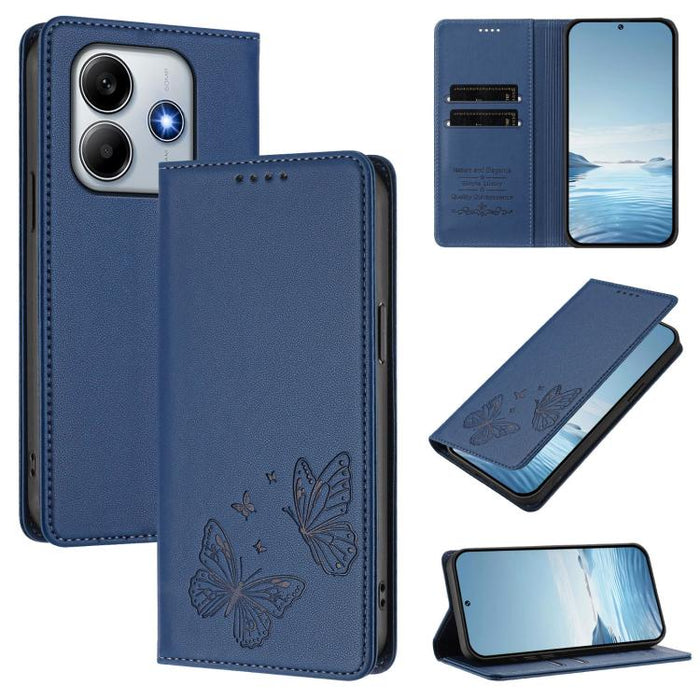 Funda para teléfono de cuero vegano con fuerte imán doble en forma de mariposa y protección RFID, For Xiaomi Poco X7 Pro 5G, For Xiaomi Poco M7 Pro 5G / Redmi Note 14 5G, For Xiaomi 15 Pro, For Xiaomi 15, For Xiaomi 14T Pro, For Xiaomi 14T             ...
