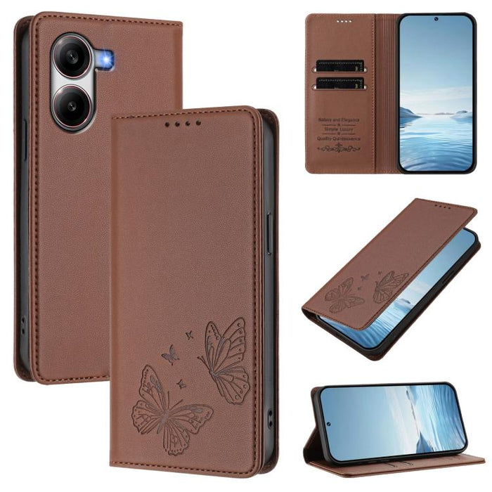 Funda para teléfono de cuero vegano con fuerte imán doble en forma de mariposa y protección RFID, For Xiaomi Poco X7 Pro 5G, For Xiaomi Poco M7 Pro 5G / Redmi Note 14 5G, For Xiaomi 15 Pro, For Xiaomi 15, For Xiaomi 14T Pro, For Xiaomi 14T             ...