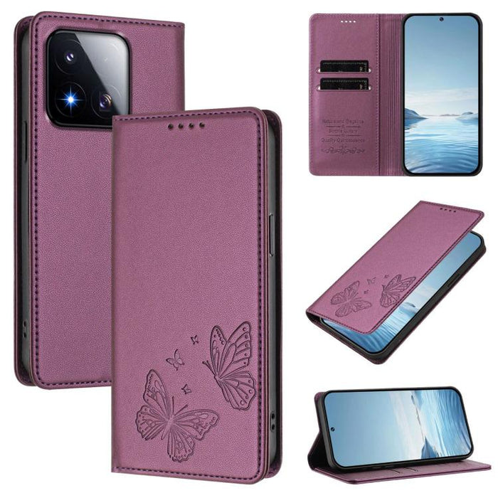 Funda para teléfono de cuero vegano con fuerte imán doble en forma de mariposa y protección RFID, For Xiaomi Poco X8 Pro 5G / Redmi Turbo 5 5G, For Xiaomi 17 Ultra, For Xiaomi Poco F8 Ultra 5G / Redmi K90 Pro Max, For Xiaomi Poco F8 Pro 5G / Redmi K90 ...