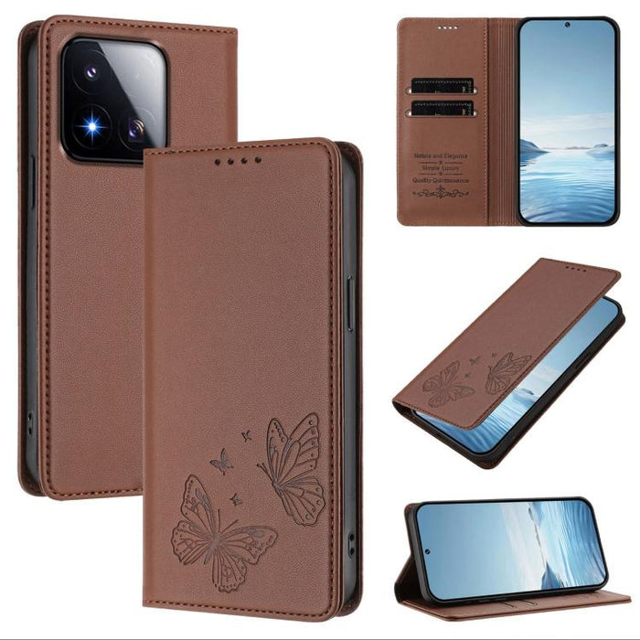 Funda para teléfono de cuero vegano con fuerte imán doble en forma de mariposa y protección RFID, For Xiaomi Poco X8 Pro 5G / Redmi Turbo 5 5G, For Xiaomi 17 Ultra, For Xiaomi Poco F8 Ultra 5G / Redmi K90 Pro Max, For Xiaomi Poco F8 Pro 5G / Redmi K90 ...