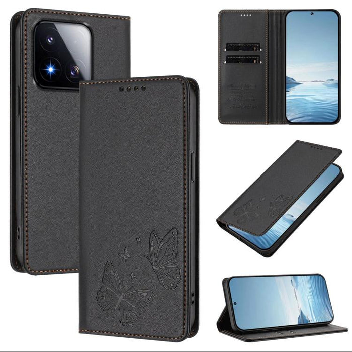Funda para teléfono de cuero vegano con fuerte imán doble en forma de mariposa y protección RFID, For Xiaomi Poco X8 Pro 5G / Redmi Turbo 5 5G, For Xiaomi 17 Ultra, For Xiaomi Poco F8 Ultra 5G / Redmi K90 Pro Max, For Xiaomi Poco F8 Pro 5G / Redmi K90 ...