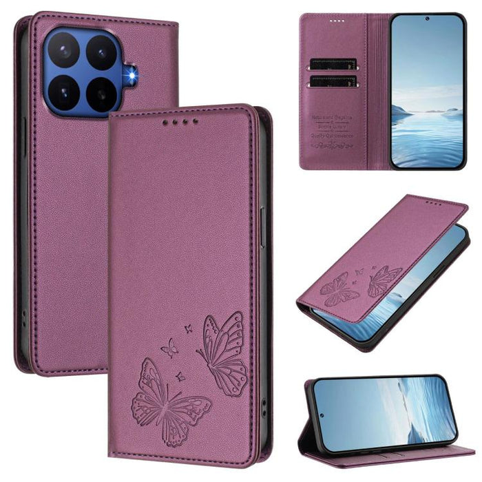 Funda para teléfono de cuero vegano con fuerte imán doble en forma de mariposa y protección RFID, For Xiaomi Poco X8 Pro 5G / Redmi Turbo 5 5G, For Xiaomi 17 Ultra, For Xiaomi Poco F8 Ultra 5G / Redmi K90 Pro Max, For Xiaomi Poco F8 Pro 5G / Redmi K90 ...