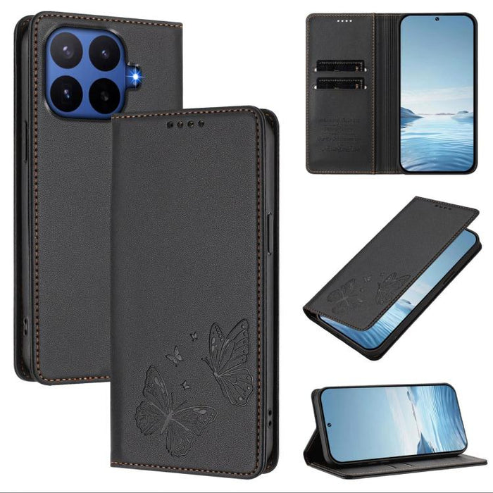 Funda para teléfono de cuero vegano con fuerte imán doble en forma de mariposa y protección RFID, For Xiaomi Poco X8 Pro 5G / Redmi Turbo 5 5G, For Xiaomi 17 Ultra, For Xiaomi Poco F8 Ultra 5G / Redmi K90 Pro Max, For Xiaomi Poco F8 Pro 5G / Redmi K90 ...