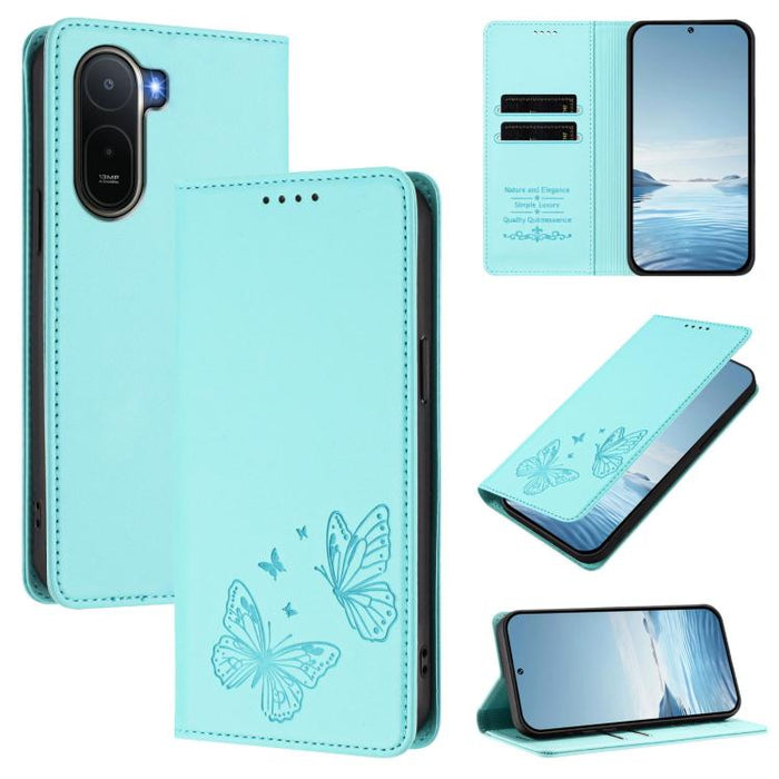 Funda para teléfono de cuero vegano con fuerte imán doble en forma de mariposa y protección RFID, For Redmi A7 Pro 171mm / Poco C85x 5G, For Redmi 15a 5G, For Redmi Turbo 5 Max 5G / Poco X8 Pro Max 5G, For Redmi Note 15 Pro+ 5G 163.3mm / Poco M8 Pro 5G...