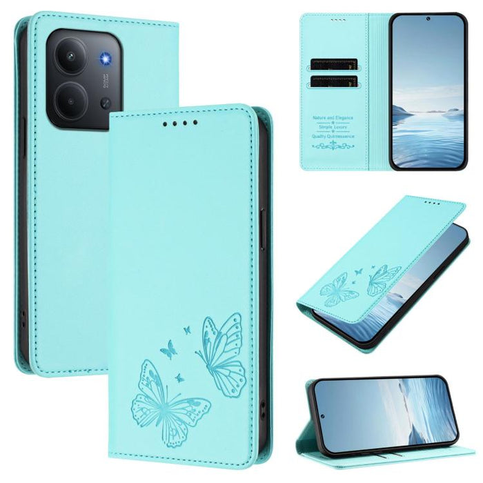 Funda para teléfono de cuero vegano con fuerte imán doble en forma de mariposa y protección RFID, For Redmi 15 5G / 4G EU 171mm, For Redmi 15C 5G / 4G Global 171mm / Poco C85 4G, For Redmi A5 4G 173.3mm, For Redmi A5 4G 171.7mm / Poco C71              ...