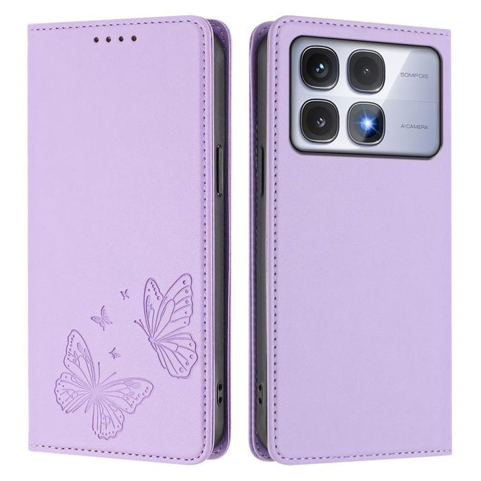Funda para teléfono de cuero vegano con fuerte imán doble en forma de mariposa y protección RFID, For Redmi 13 4G / 5G / 13x / Poco M6 4G, For Redmi A3 / A3x / Poco C61, For Redmi Note 13 4G, For Redmi 13C 4G / 5G / Poco C65                            ...