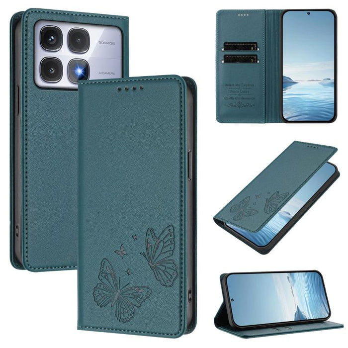 Funda para teléfono de cuero vegano con fuerte imán doble en forma de mariposa y protección RFID, For Redmi 15 5G / 4G EU 171mm, For Redmi 15C 5G / 4G Global 171mm / Poco C85 4G, For Redmi A5 4G 173.3mm, For Redmi A5 4G 171.7mm / Poco C71              ...