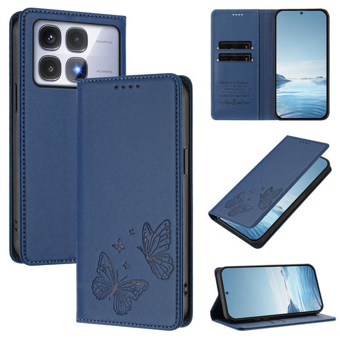 Funda para teléfono de cuero vegano con fuerte imán doble en forma de mariposa y protección RFID, For Redmi 15 5G / 4G EU 171mm, For Redmi 15C 5G / 4G Global 171mm / Poco C85 4G, For Redmi A5 4G 173.3mm, For Redmi A5 4G 171.7mm / Poco C71              ...