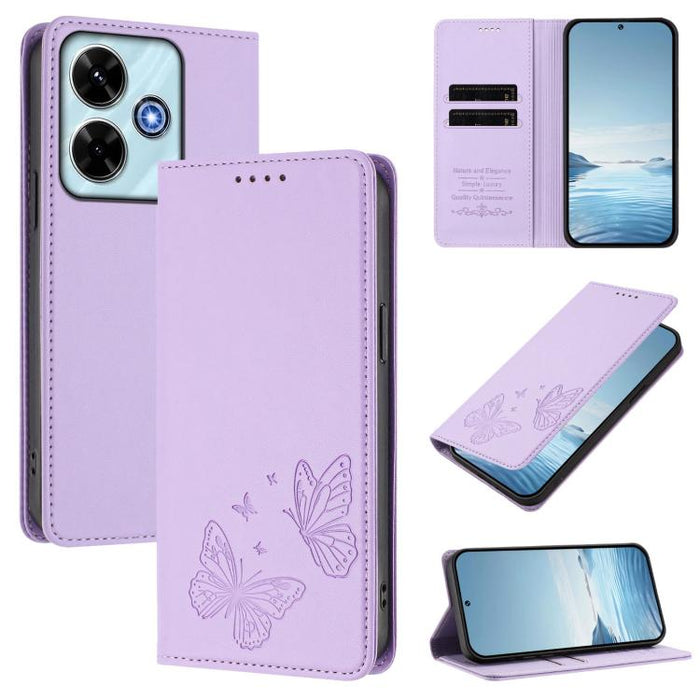Funda para teléfono de cuero vegano con fuerte imán doble en forma de mariposa y protección RFID, For Redmi 13 4G / 5G / 13x / Poco M6 4G, For Redmi A3 / A3x / Poco C61, For Redmi Note 13 4G, For Redmi 13C 4G / 5G / Poco C65                            ...
