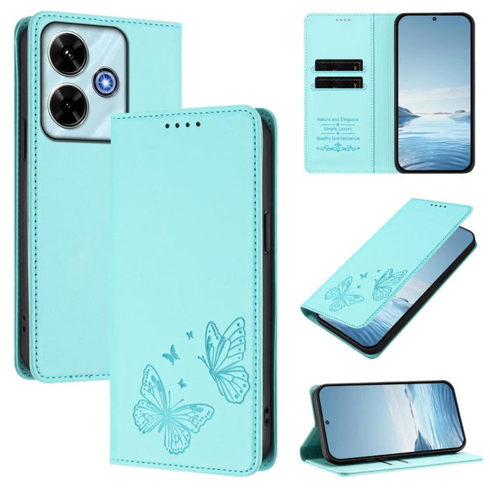 Funda para teléfono de cuero vegano con fuerte imán doble en forma de mariposa y protección RFID, For Redmi 13 4G / 5G / 13x / Poco M6 4G, For Redmi A3 / A3x / Poco C61, For Redmi Note 13 4G, For Redmi 13C 4G / 5G / Poco C65                            ...