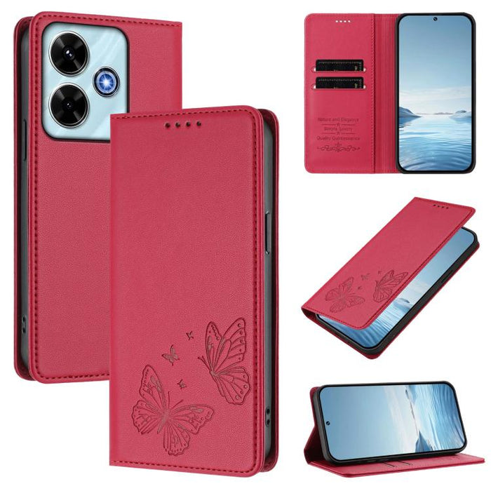 Funda para teléfono de cuero vegano con fuerte imán doble en forma de mariposa y protección RFID, For Redmi 13 4G / 5G / 13x / Poco M6 4G, For Redmi A3 / A3x / Poco C61, For Redmi Note 13 4G, For Redmi 13C 4G / 5G / Poco C65                            ...