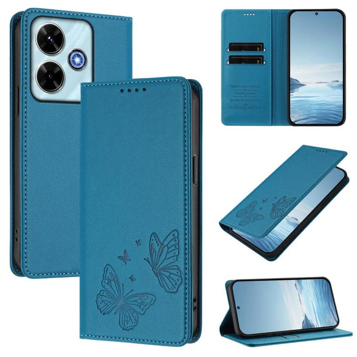 Funda para teléfono de cuero vegano con fuerte imán doble en forma de mariposa y protección RFID, For Redmi 13 4G / 5G / 13x / Poco M6 4G, For Redmi A3 / A3x / Poco C61, For Redmi Note 13 4G, For Redmi 13C 4G / 5G / Poco C65                            ...