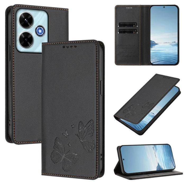 Funda para teléfono de cuero vegano con fuerte imán doble en forma de mariposa y protección RFID, For Redmi 13 4G / 5G / 13x / Poco M6 4G, For Redmi A3 / A3x / Poco C61, For Redmi Note 13 4G, For Redmi 13C 4G / 5G / Poco C65                            ...